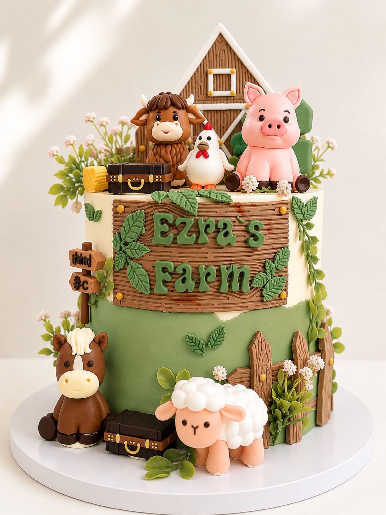 Farm themed custom cake with animals
