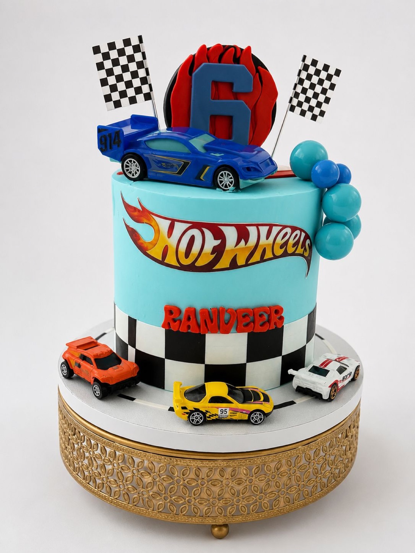 Race car themed birthday cake