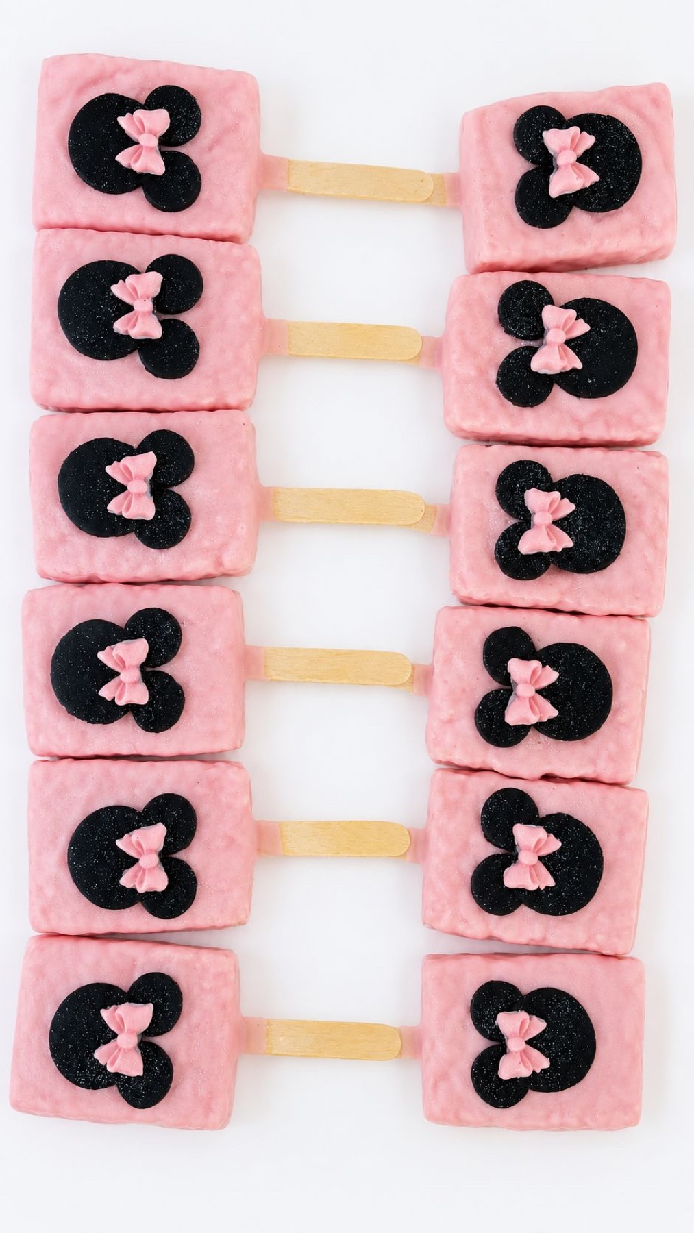 Pink character themed rectangular cake pops